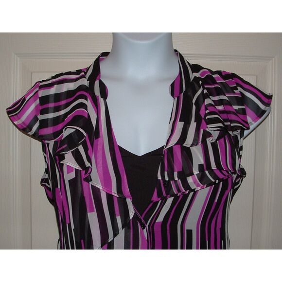 Colorful Sz Large Casual or Dress Belt, Cami & Button Up Ruffled Shirt 3 pc Set - Picture 2 of 6